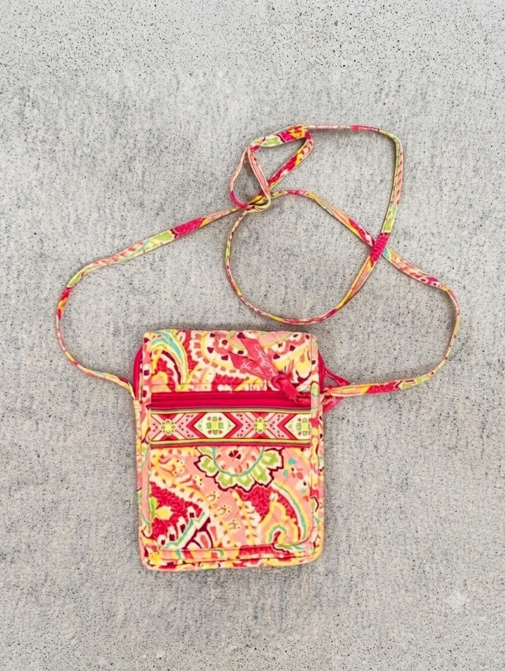 Vera Bradley Pink Capri Melon Multicolor Paisley Crossbody Mini Hipster